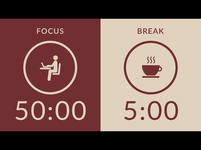50/5 Pomodoro Timer with Brown Noise 🎧 3.5-Hour Study with Me for Deep Focus & ADHD ✨