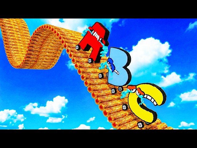 CRY ALPHABET LORE CARS vs IMPOSSIBLE LOG WAVE BRIDGE in Teardown
