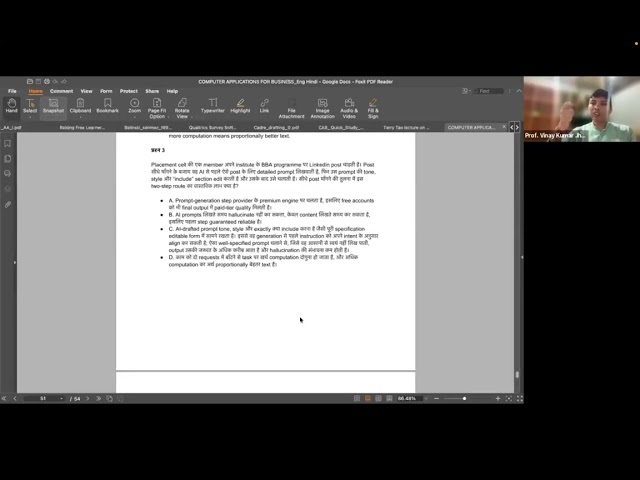 29th July Instructor class 1 Computer applications for Business Part 2 (1.5)x