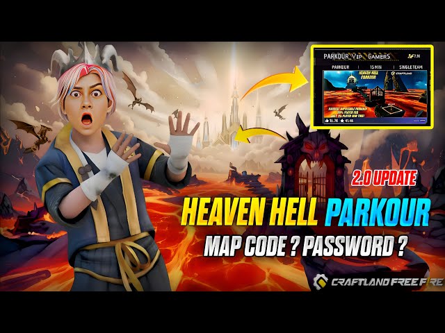 😱 Free Fire 🤬 Heaven Hell Parkour Map 2.0 Update  Password 🔑 | VIP GAMERS #freefire #craftland #map 