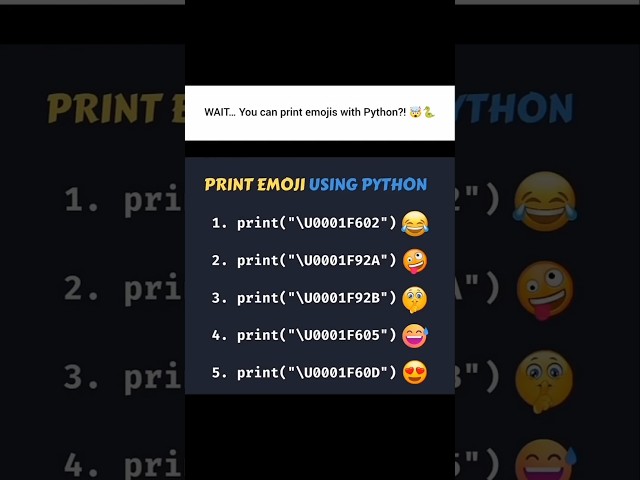 🔥 Print Emojis with Python?! 😱🐍| It’s Easier Than You Think! #python#coding#programming#emoji#shorts