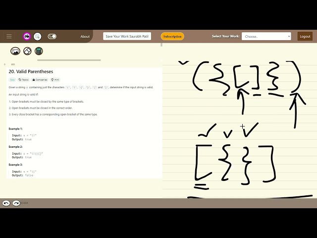 LeetCode ValidParentheses Solution Explained with DrawToCode tool