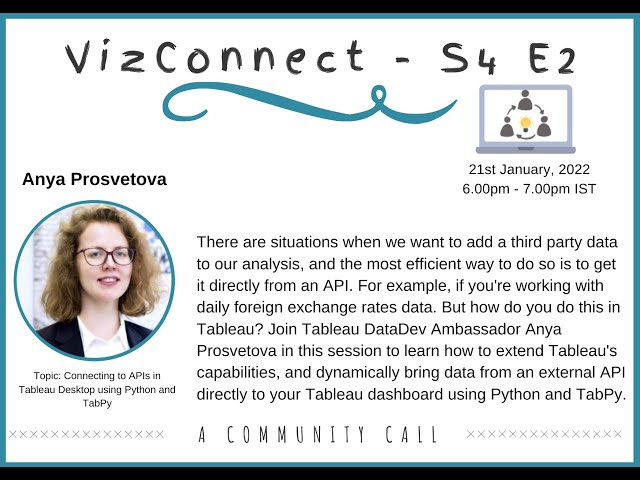 VizConnect CONNECTING TO APIS IN TABLEAU DESKTOP USING PYTHON & TABPY
