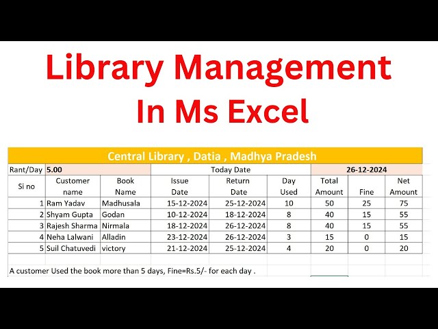 Library Management in MS Excel