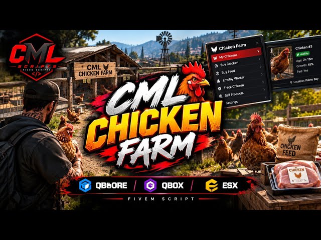 CML Chicken Farm | Buy, Grow, Steal & Sell Chickens! 🐓 | FiveM Script | QBCore Qbox ESX