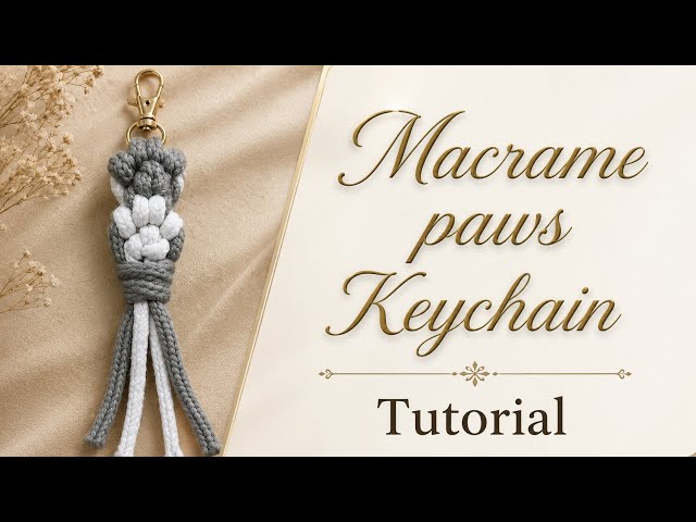DIY Macrame Paws 🐾 Keychain #macramediy #macrameaccessories #handmade 
