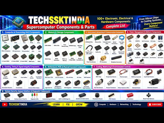 100+ Supercomputer Components Explained | CPU, GPU, RAM, Networking, Power & Cooling Parts 