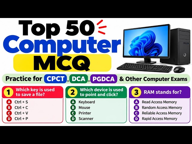 Top 50 Computer MCQ in English | Computer GK Questions & Answers | Basic Computer MCQ for Exams