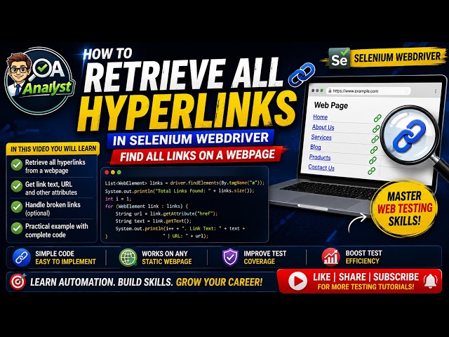 How to Retrieve All Hyperlinks in Selenium WebDriver | Find All Links on a Webpage