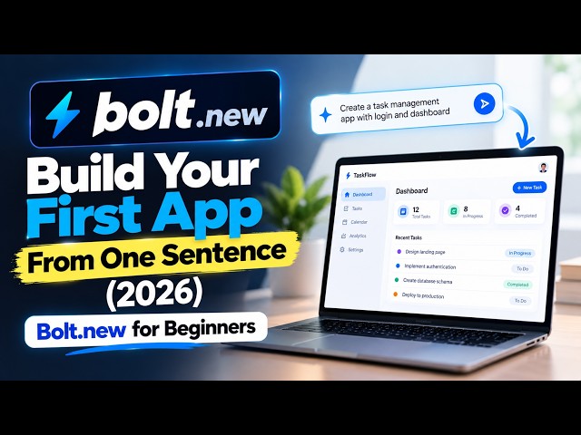 Bolt.new for Beginners — Build Your First App From One Sentence (2026)
