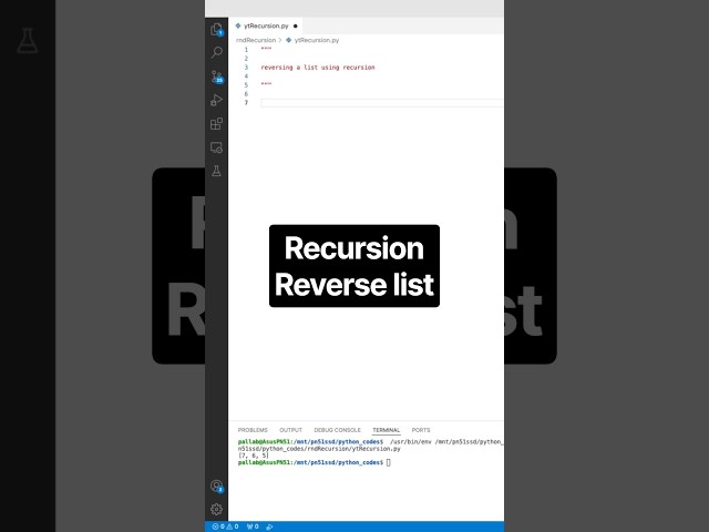 How to reverse a list using recursion in python #shorts #learnpython #youtubeshorts