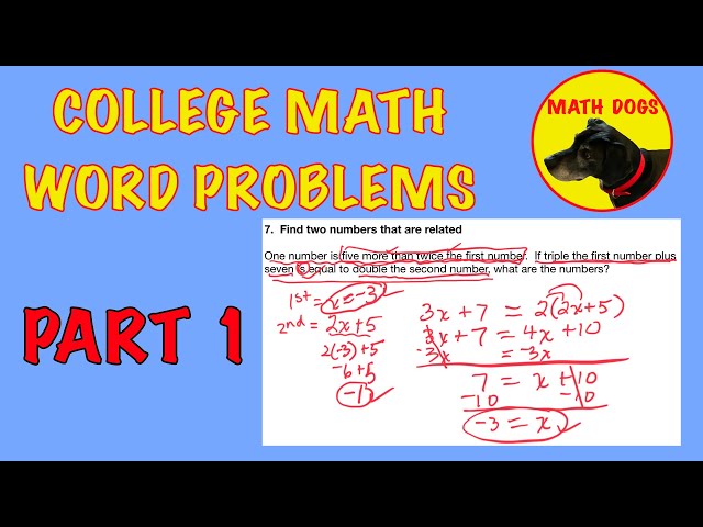 COLLEGE ALGEBRA WORD PROBLEMS (Part 1)