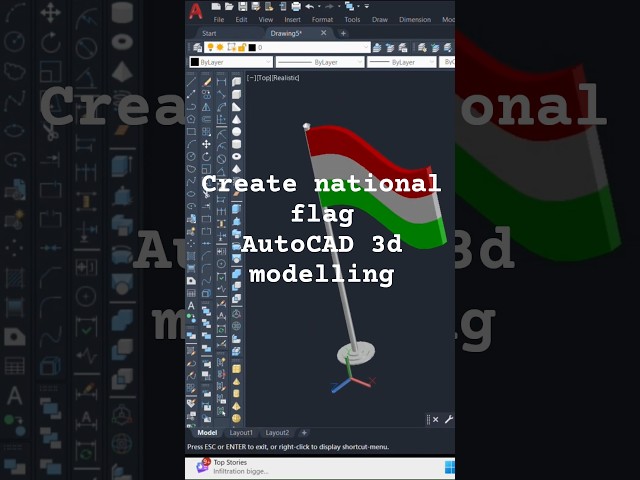 3D Indian National Flag in AutoCAD | A Republic Day Special Design 🇮🇳