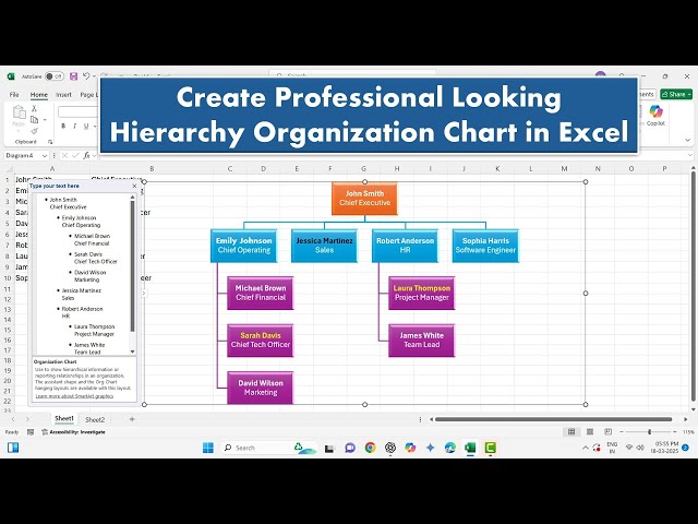 How to Create Professional Looking Hierarchy Organization Chart in Excel