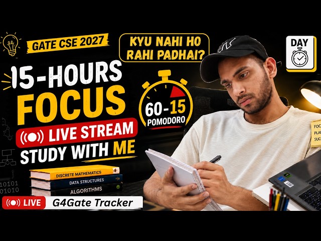 Day 4/100 | Study with me 🔴 15 hours | GATE CS 2027 🔥 G4Gate Tracker | Motivation Inside 🔥