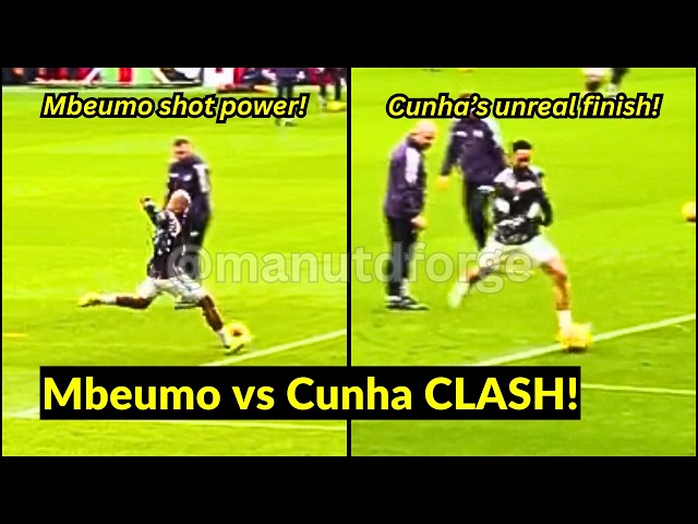 Mbeumo DID THIS to Cunha in shooting challenge during training ahead of Aston Villa clash