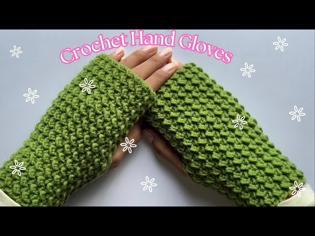 Crochet Fingerless Hand Gloves 💚| Easy Step-by-Step Tutorial for Beginners