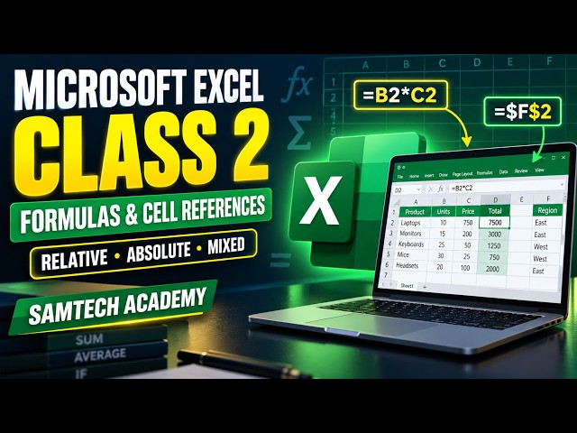 Microsoft Excel Formulas & Cell References | Relative, Absolute & Mixed References | Excel Class 2