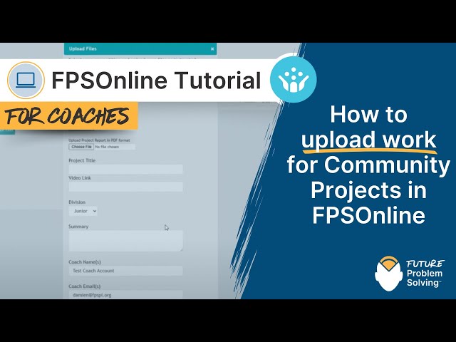 How to upload student work for Community Projects in FPSOnline