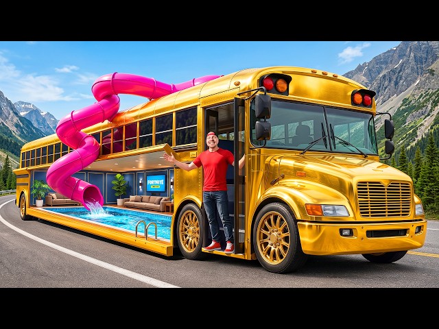 $1 vs $100,000 School Bus Challenge!