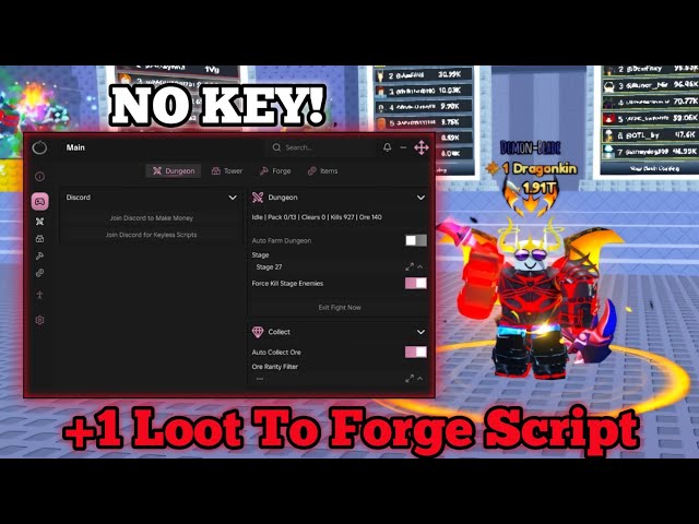 [OP🔥] +1 Loot To Forge Script | Ourobus Hub | Auto Dungeon, Auto tower, Auto Forge | Pastebin 100%