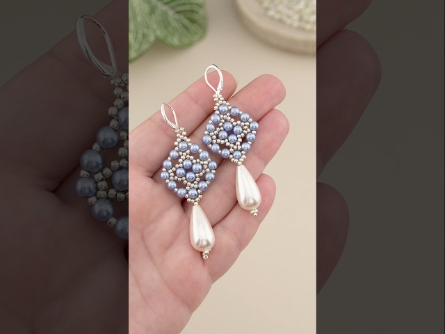 Elegant Pearl Teardrop Earrings DIY Tutorial! 🩵 #shorts #diycraft