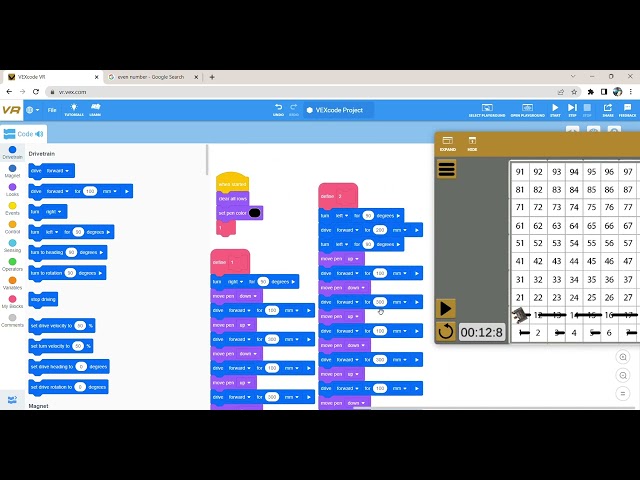 VEXcode VR Project 10: 'Marking the Odd Numbers' Created by Trishanth Kumar