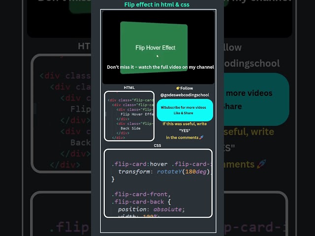 Flip Card Hover Effect in CSS | Cool CSS Project #Shorts