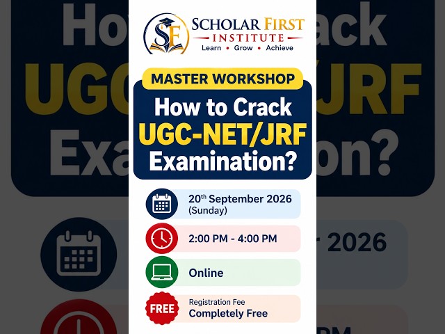 How to Crack UGC-NET Examination? Master Workshop (Promo) - Scholar First Institute