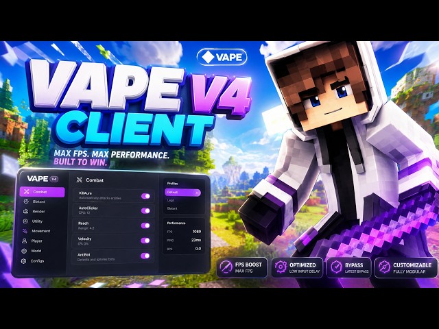Free Vape V4 - Best Ghost Minecraft Hacked Client for PvP in 2026! (1.8.9 - 1.21.11+) 🔥
