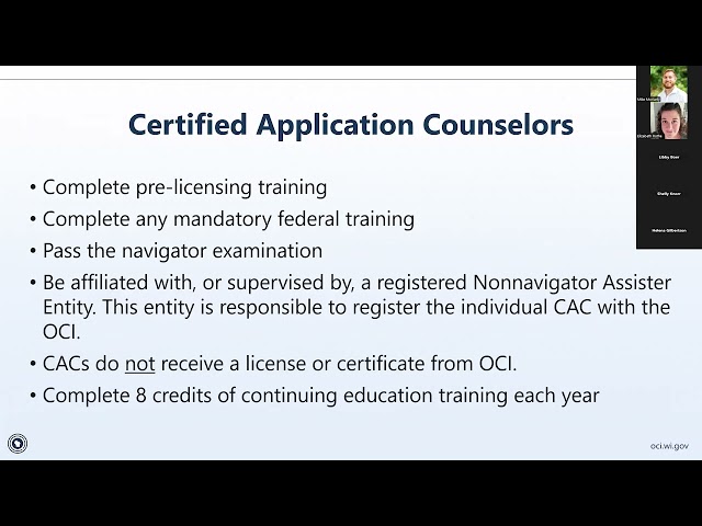 Affordable Care Act for Navigators and CACs