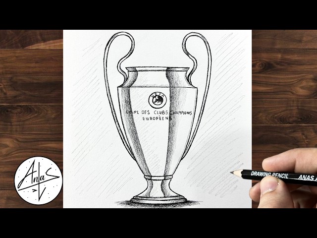 How to Draw the UEFA Champions League Trophy 🏆(ASMR) | Easy Pencil Drawing Tutorial