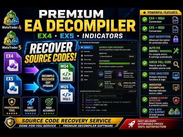 Complete EX4 & EX5 to MQL Decompiler Guide | How to Recover, Edit & Compile  EA Source Code