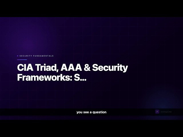 Security+ Lesson 1: CIA Triad, AAA & Security Frameworks