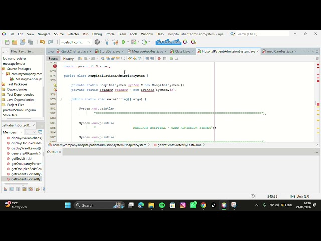 Hospital Patient Admission System java program