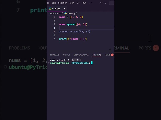 Python list's append & extend under 30 sec!! 😎⚡️ #coding #programming #python