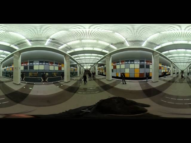 [Ricoh Theta S] Открытие метро Саларьево. Проход по всей станции.