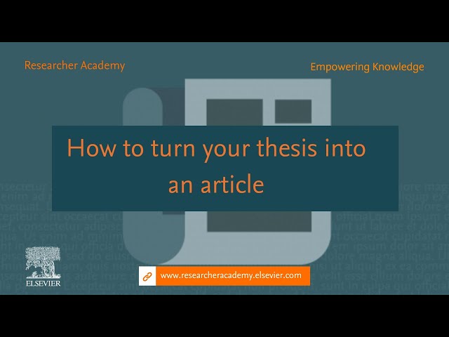 How to turn your thesis into an article