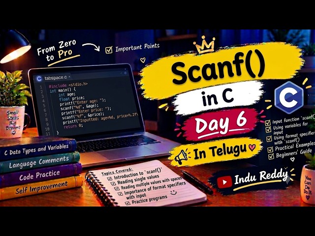 Day - 6|Scanf() in C Programming | Taking User Input in C | C Programming in Telugu