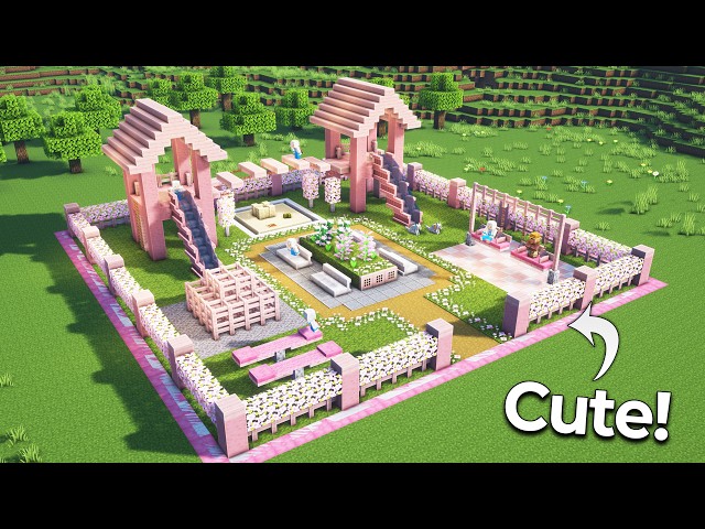 ⛏️ Minecraft Tutorial :: How to build a Cute Playground 🌸🛝 [마인크래프트 귀여운 벚꽃 놀이터 만들기]