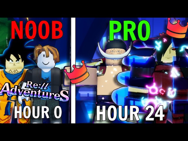 I Spent 24 HOURS Going NOOB TO PRO In The NEW Re://Adventures & Rolling Uniques ! (Anime Adventures)