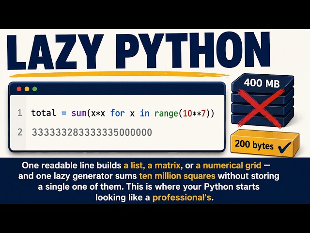 Ep 12: A Million Numbers in Two Hundred Bytes | Comprehensions and Generators