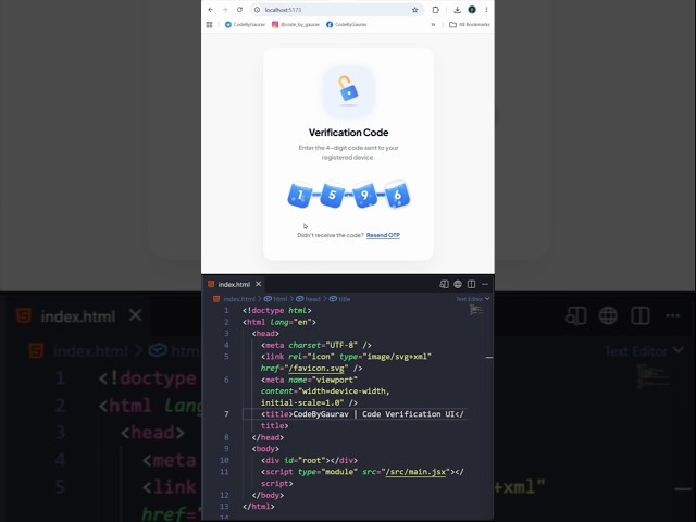 Modern OTP Verification UI 🔐 | HTML CSS JavaScript #shorts #webdevelopment #uidesign #uiux