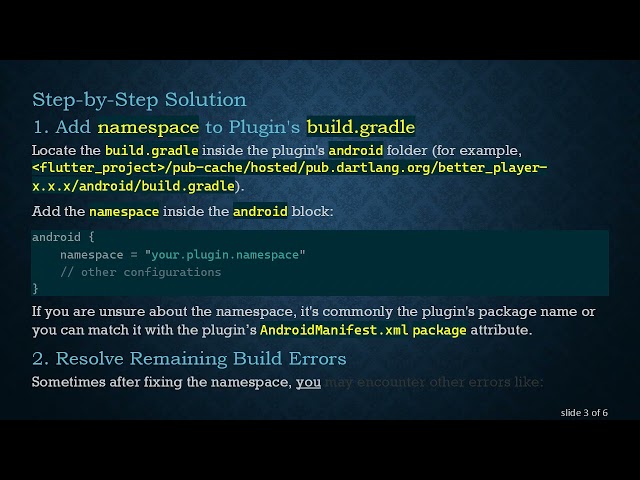 Fixing Flutter Build Failure: Adding namespace to Android Plugins and Updating SDK Versions