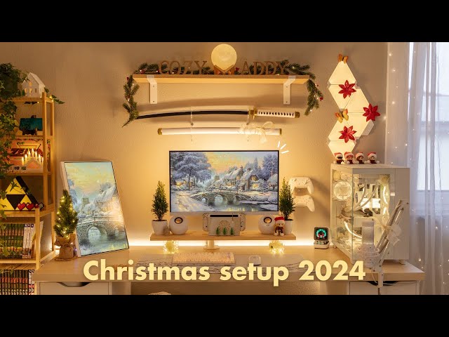Decorating my cozy gaming setup for Christmas 🎄✨