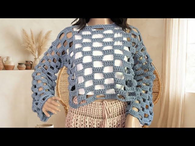 super easy handmade crochet cutout top  / trendy sweater / modern crochet fashion pattern 