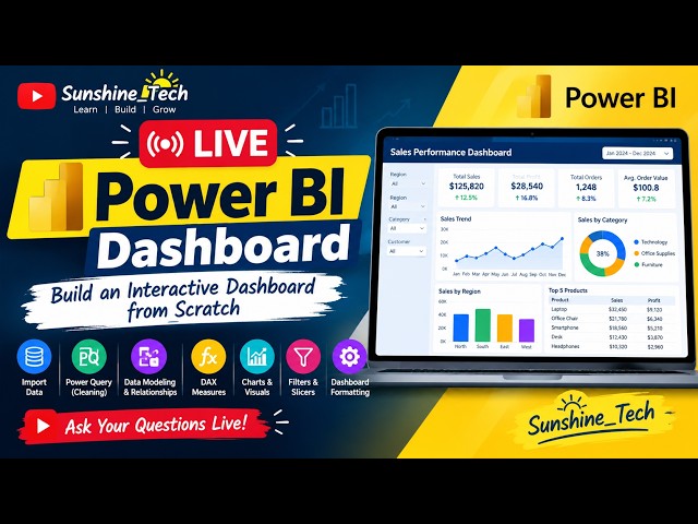 🔴 LIVE Power BI Dashboard | Build an Interactive Dashboard from Scratch | Power BI Tutorial
