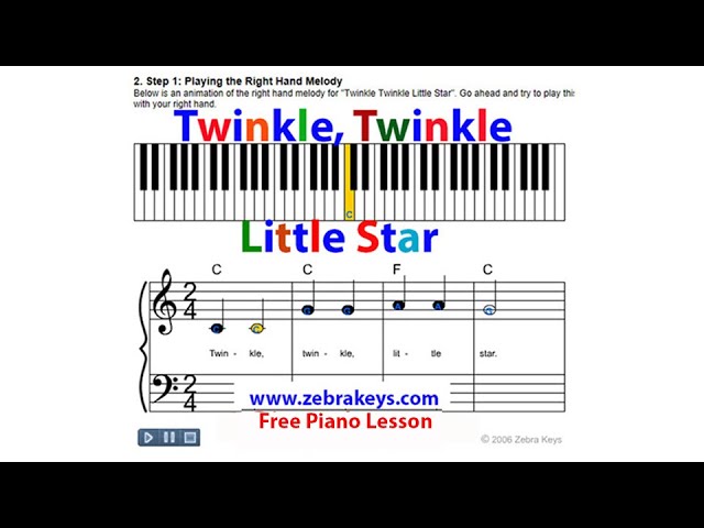 Learn the song "Twinkle Twinkle Little Star" easy piano lesson for beginners