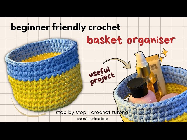 Easy Crochet Basket Tutorial for Beginners! How to crochet a useful basket? step-by-step 🧶