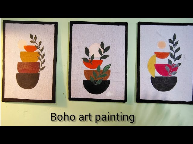 ✨ Beautiful boho art painting for wall decor step by step 🌿❤️